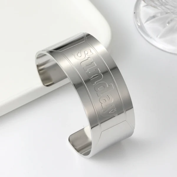 Big Bracelets Custom Name Bracelet Stainless Steel Jewelry Couple Bracelet  For Women  Personalized Gift Gold Cuff Bangles - Image 7