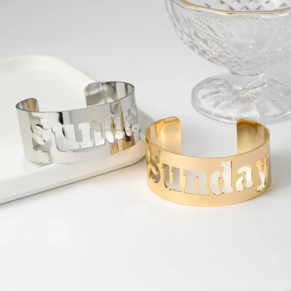 Big Bracelets Custom Name Bracelet Stainless Steel Jewelry Couple Bracelet  For Women  Personalized Gift Gold Cuff Bangles - Image 9