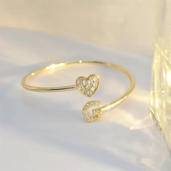 Doremi 9mm Zircon Letters Bangle Plain Letter Charm Stragger Initial Bracelet Women Gold Gift Jewelry - Image 4