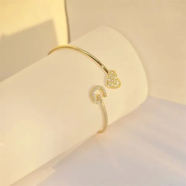 Doremi 9mm Zircon Letters Bangle Plain Letter Charm Stragger Initial Bracelet Women Gold Gift Jewelry - Image 5