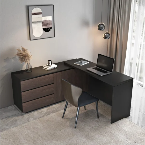 One-piece Multifunctional Expandable Desk with Drawers Desk Computer Desk Dresser - Image 3