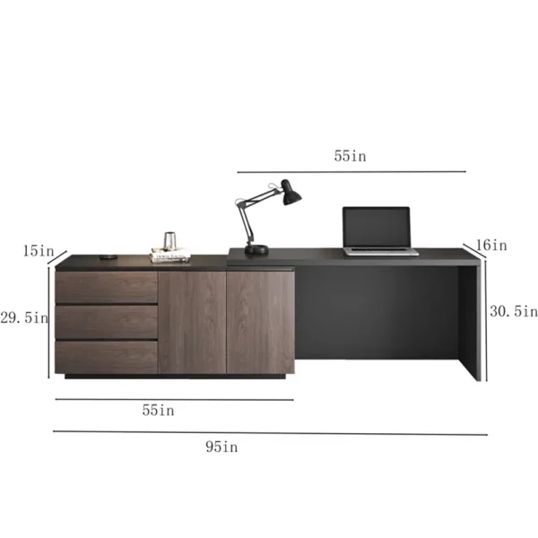 One-piece Multifunctional Expandable Desk with Drawers Desk Computer Desk Dresser - Image 4