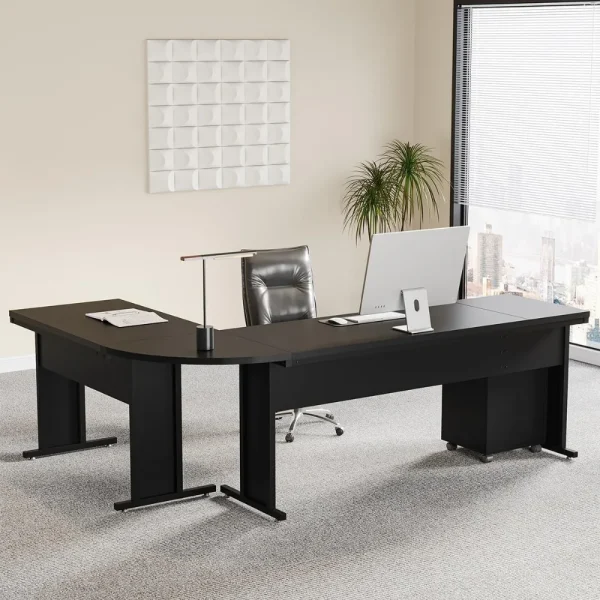 83" L-Shaped Executive Desk, Large Office Desk with 3-Drawer Mobile File Cabinet, Industrial Computer Desk with Storage Drawers - Image 5
