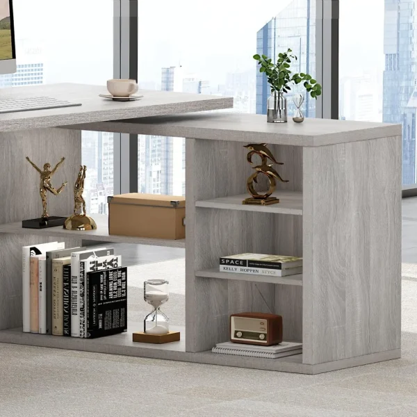 L Shaped Corner Desk with Storage Shelves, Reversible L Shape Computer Desk with Storage Cabinet, Adjustable Corner Home Office - Image 5