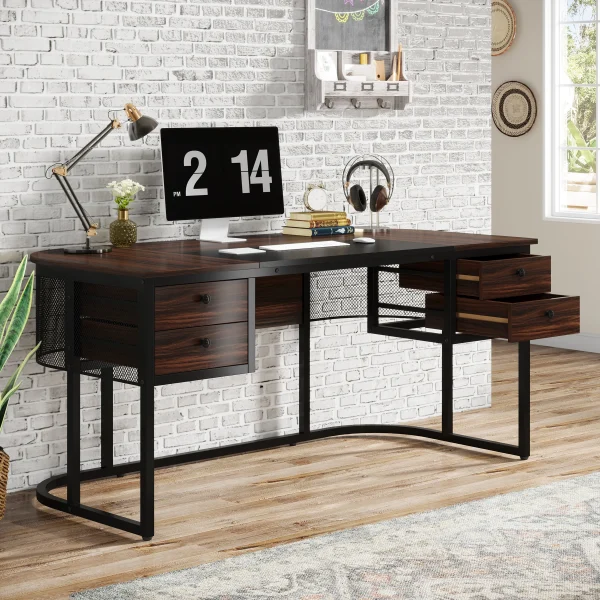 Tribesigns 63-Inch Executive Desk with 4 Drawers, Large Office Desk Computer Desk, Business Furniture Desk Workstation - Image 2