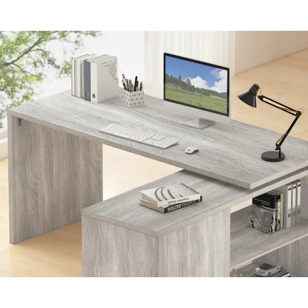 L Shaped Corner Desk with Storage Shelves, Reversible L Shape Computer Desk with Storage Cabinet, Adjustable Corner Home Office - Image 4